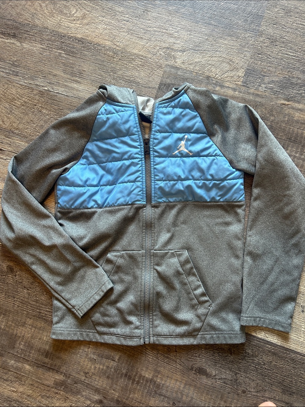 Jordan Boys' Hooded Full-Zip Jacket in Blue and Gray